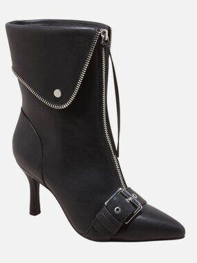Women's Mickey Point Toe Moto Ankle Boots - A New Day Black 8